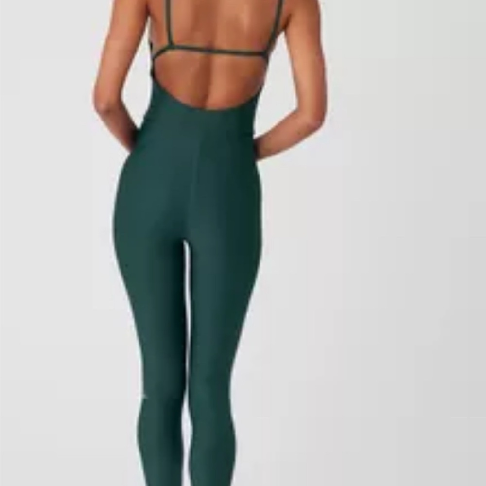 ALO Yoga disco daze airlift jumpsuit onesie. Midnight green XS NWT Sold out. - Picture 3 of 5